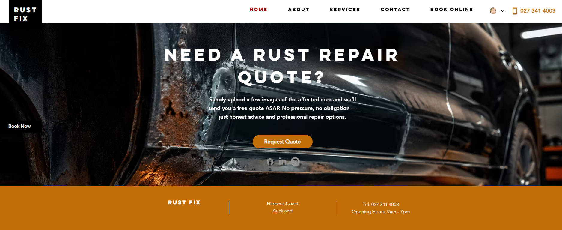 Rust Fix website before the ROLY redesign