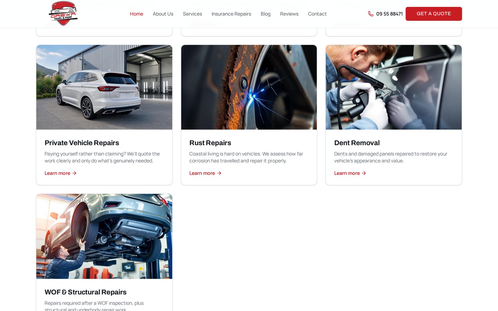 Orewa Panel & Paint website detail 2